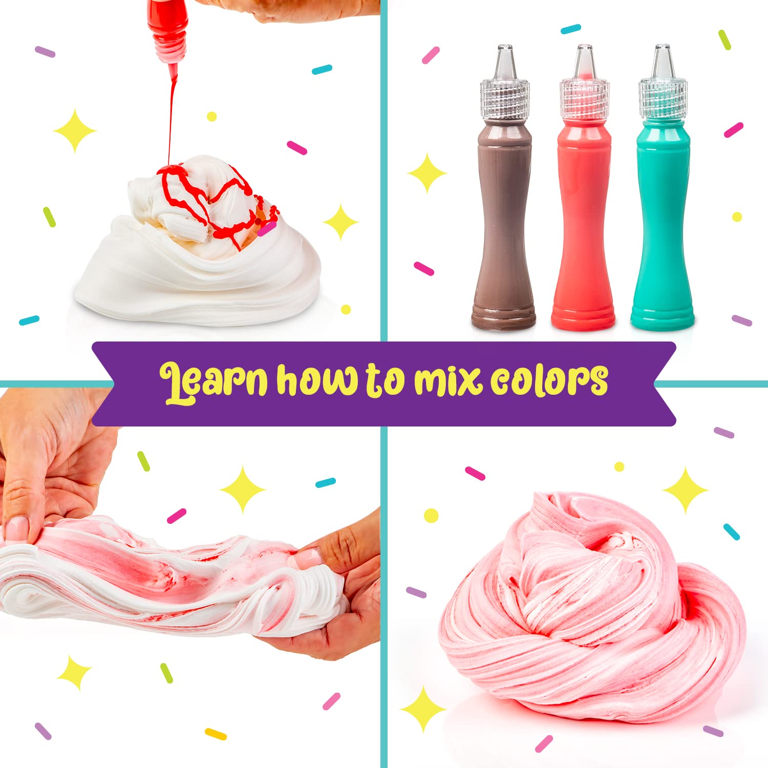Colorful ice cream slime kit from Original Stationery featuring toy ice cream, waffle molds, and fun slime for kids.