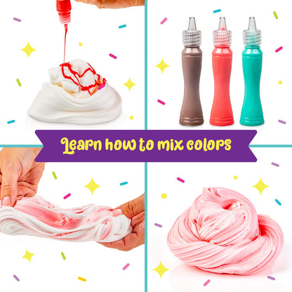 Colorful ice cream slime kit from Original Stationery featuring toy ice cream, waffle molds, and fun slime for kids.