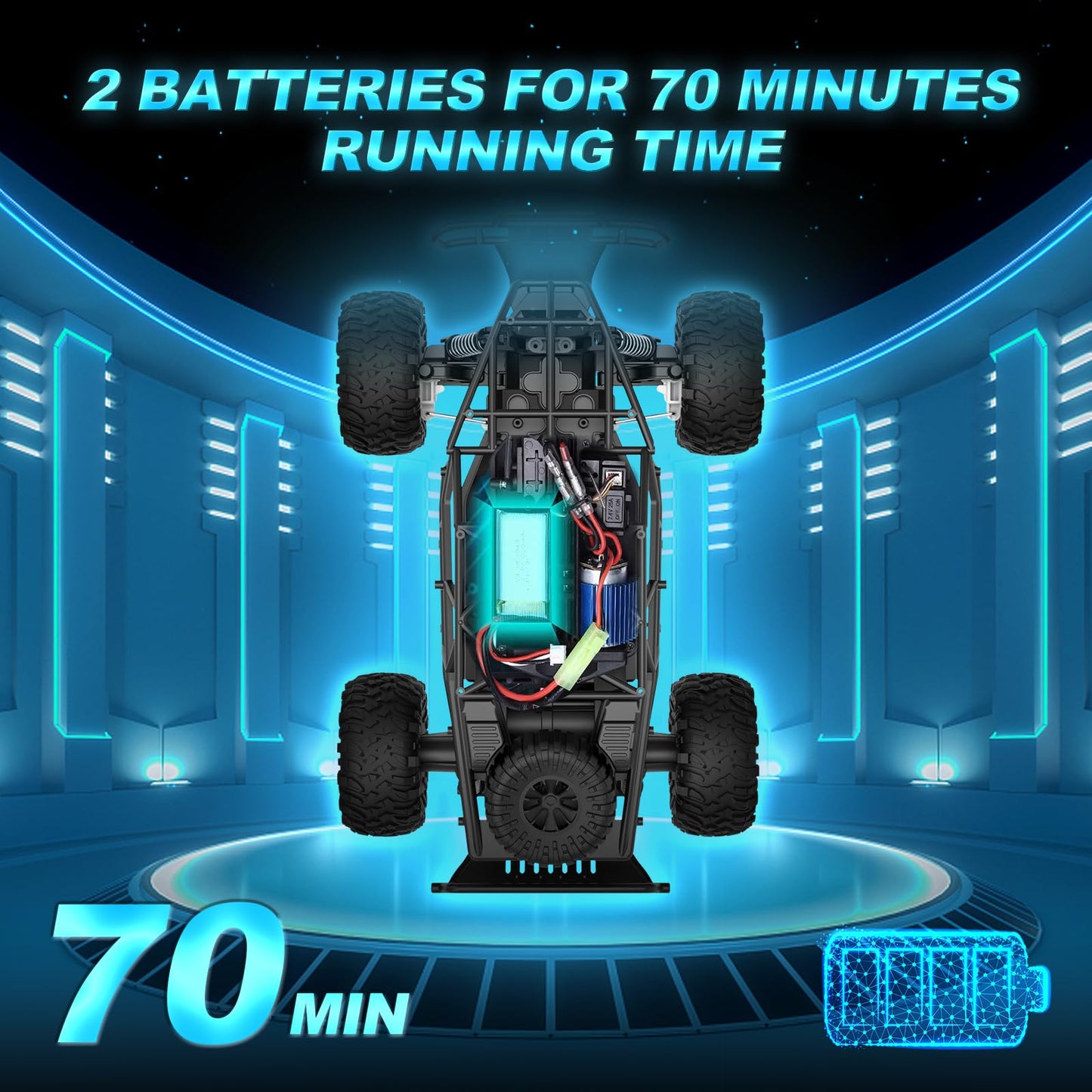 Remote Control Car for Kids 2.4Ghz Rechargeable Batteries 70 mins Play Time, 25 Km/h Monster Truck 1:16 Off-road All-terrains Hobby RC Car Professional Gift for Kids