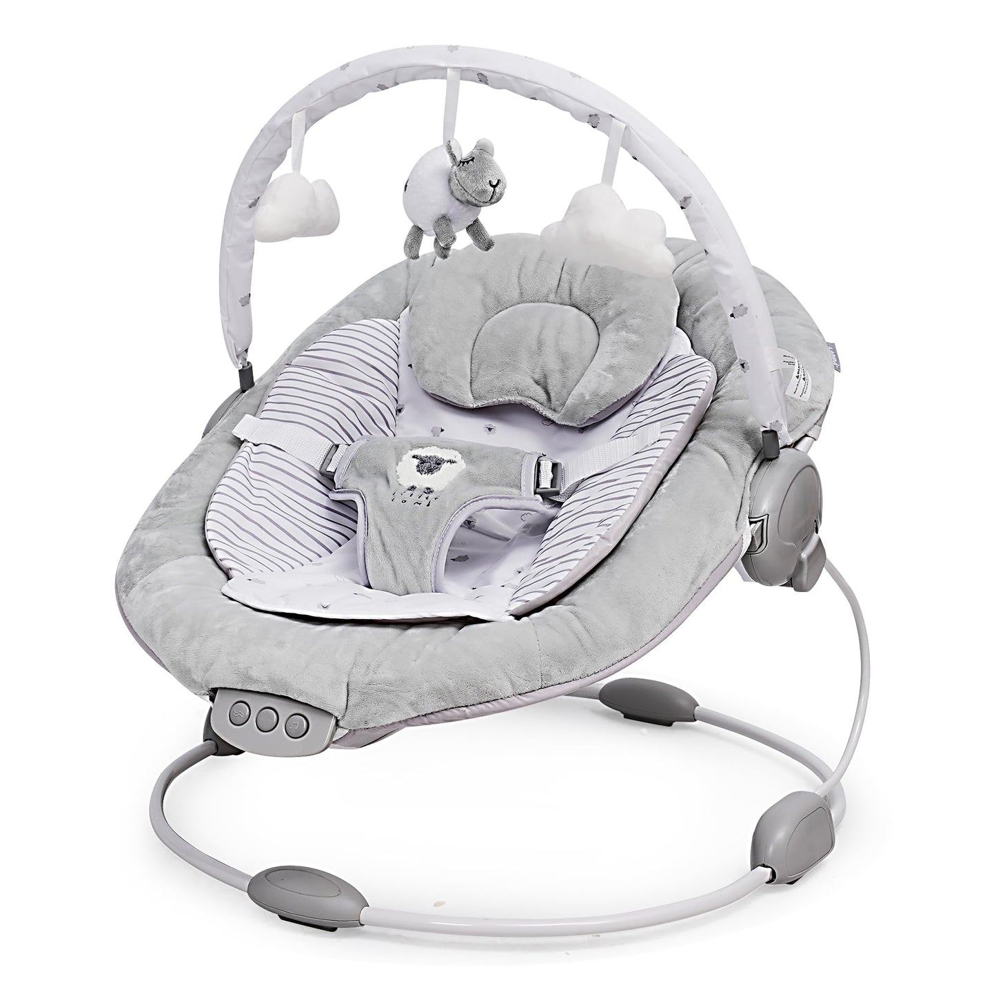 LADIDA soft padded lamb bouncer for newborns 0-6 months with soothing music and vibration features, plush and comfortable for babies.