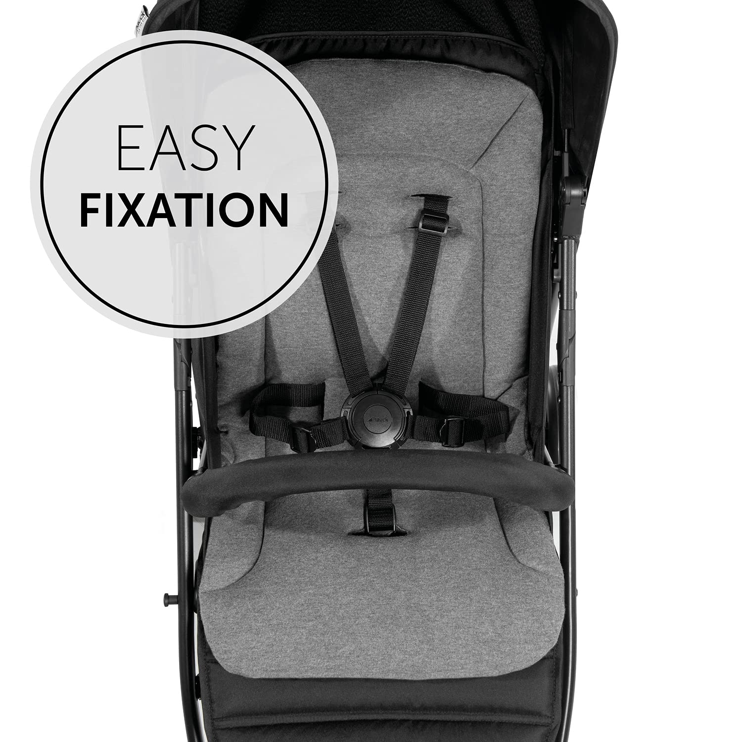 hauck padded pushchair liner in charcoal, soft breathable cotton for strollers, pushchairs, and bike trailers, machine washable