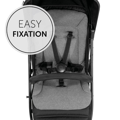 hauck padded pushchair liner in charcoal, soft breathable cotton for strollers, pushchairs, and bike trailers, machine washable