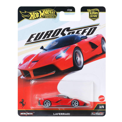 Hot Wheels Car Culture Vehicle, Eurospeed LaFerrari Model, Premium 1:64 Scale Die-Cast Toy Car with Real Riders Tires and Metal/Metal Body & Chassis, JBK55