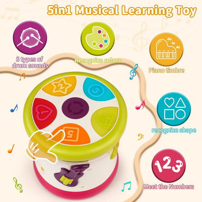 nicknack baby drum kit for 1-year-olds, light-up sensory learning toy for crawling infants and toddlers 12-18 months.