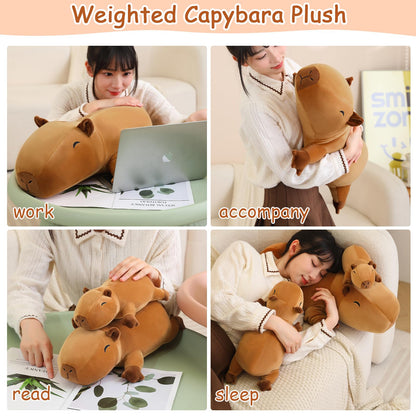 SQEQE Weighted Capybara Plush, Anxiety Relief Stuffed Animal, Soft Capybara Pillow Toy Gift for Kids & Adults, 25CM