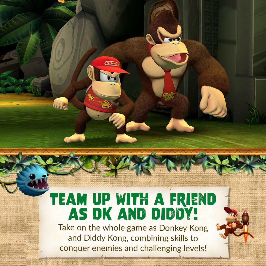 Nintendo Switch game cartridge for Donkey Kong Country Returns HD, featuring colorful jungle and jungle hero Donkey Kong.