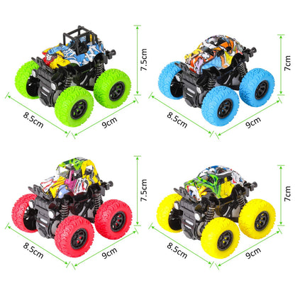 m zimoon Monster Truck, 4pcs Inertia Toy Cars 360° Rotation Friction Powered Off-road Vehicles Pull back car Christmas Birthday Gifts for 3/4/5/6 Years Old Toddlers Boys Girls