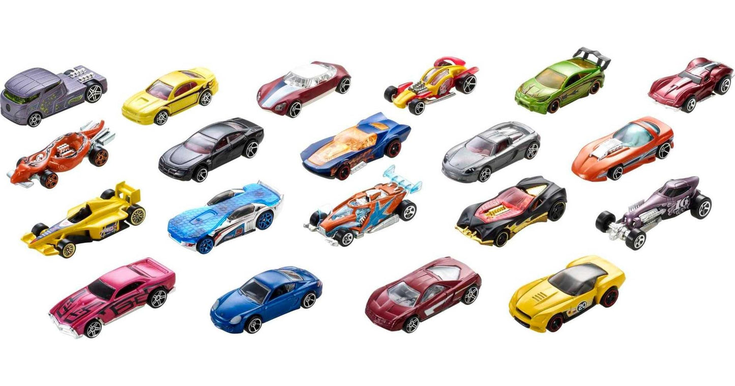 Hot Wheels Toy Cars 20-Pack, Set of 20 Die-Cast 1:64 Scale Sports & Race Vehicles for Kids & Collectors (Styles May Vary), H7045