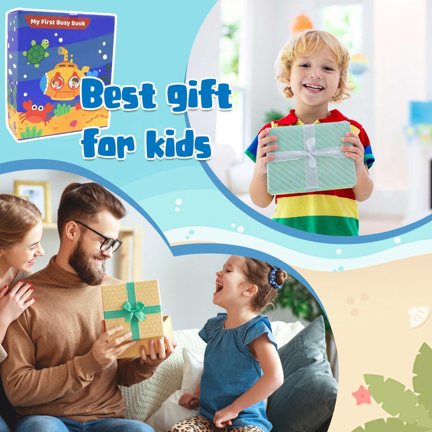 LZDMY Baby Montessori Busy Book for 2 3 Year Olds Boys Girls, Toddlers Educational Sensory Activity Books, Ocean Book Busy Board, Babies Birthday Gifts