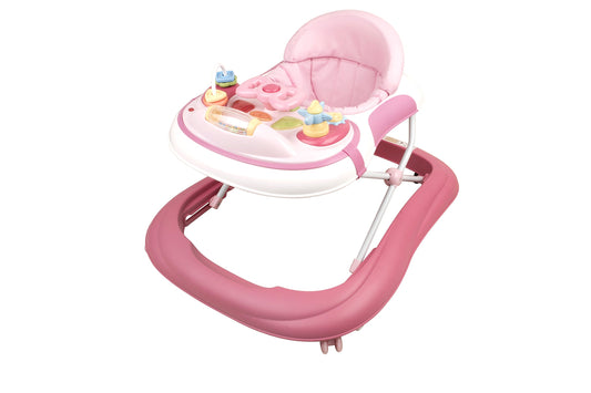 Babyco interactive baby walker with lights and music, featuring a sturdy frame, colorful buttons, and a comfortable seat for infants.