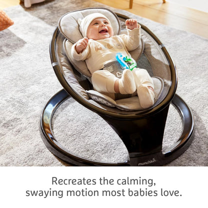 Munchkin Electric Baby Swing | Bluetooth Enabled Baby Bouncer Chair & Rocker | Portable Rocker & Gentle Bouncing Chair with Motion and Sounds| Black