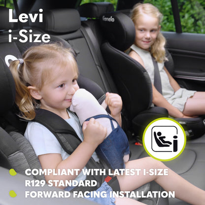 LIONELO Car Seat LEVI I-Size for baby 9-36 kg, Grows with Your Child from Infant to 12 Years Old, ‎10-Level headrest, Enhanced Side Protection, Armrests, Easy Install & Wash, Insert DriSeat, Certified