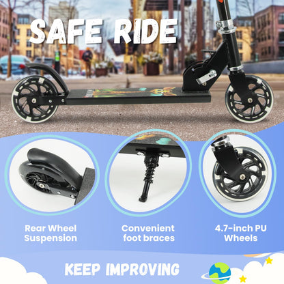 TENBOOM Scooter for Kids Ages 4-7, 2 Wheels Light Up Gift Scooters for Girls Boys Ages 6-12, Easy Folding Kids Scooter with 3 Levels Adjustable Handlebar and Rear Brake