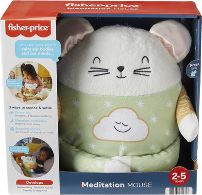 Fisher-Price Toddler Toy Meditation Mouse Plush Sound Machine with Music and Light for Preschool Kids Ages 2+ Years, GRV08