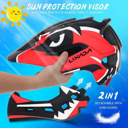 Lixada Kids Full Face Helmet Detachable Full Face Kids Bike Helmet Children Sports Safety Helmet for Cycling Skateboarding Roller Skating
