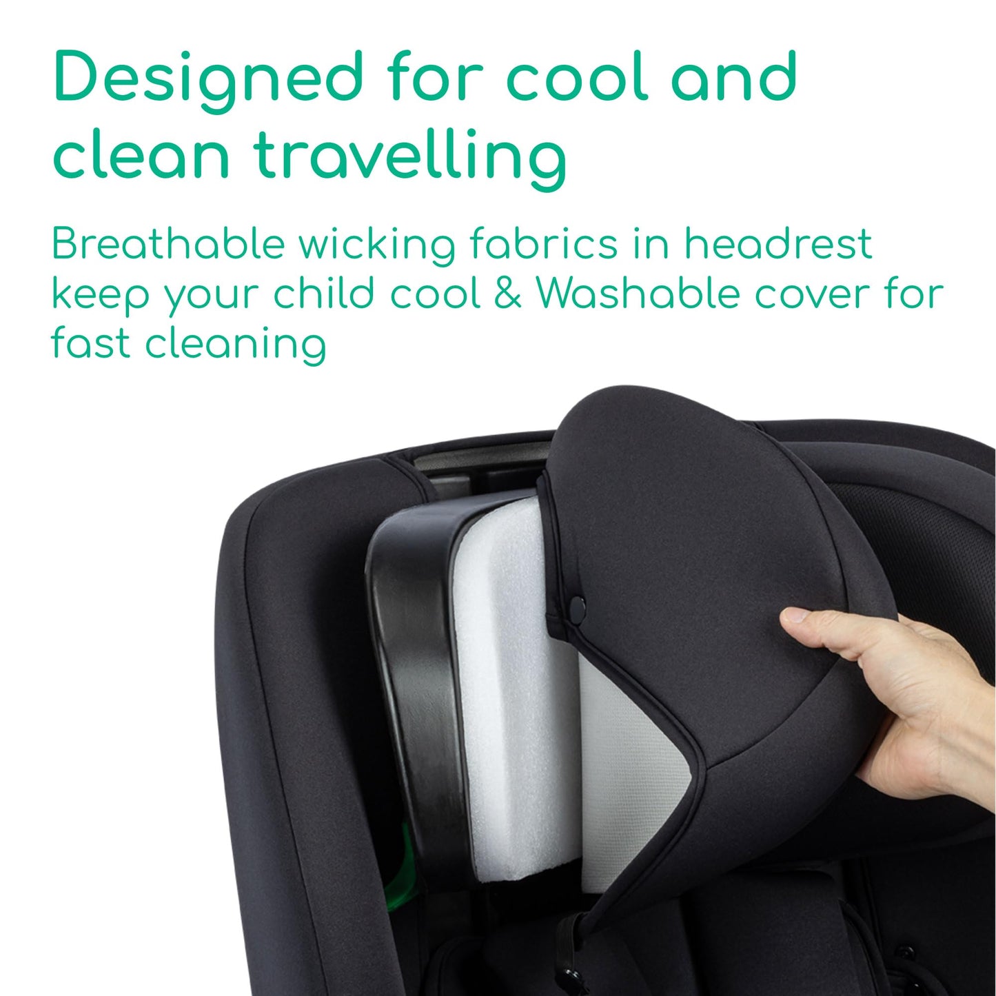 Bebeconfort Ever i-Safe, Evolutive Car Booster Seat, 15 Months - 12 Years, 76-150 cm, Toddler Car Seat, R129 Safety, Side Impact Protection, 11 headrest Positions, Built-in armrests, Full Black