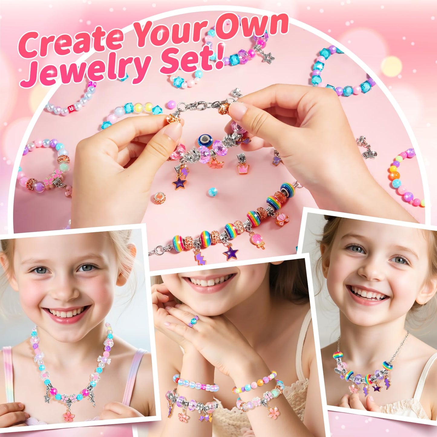 BLmukce charm bracelet making kit for girls with beads, charms, and jewelry supplies, perfect for ages 8-12.