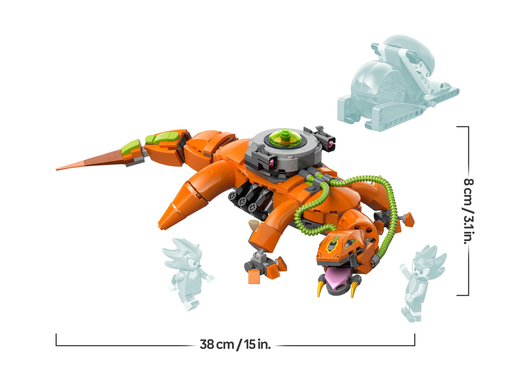 LEGO Sonic the Hedgehog Super Shadow and Biolizard building set with Chaos Emerald, featuring detailed video game character mini-figures.