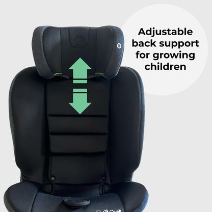 My Babiie MBCS200 360° Spin R129 Baby Car Seat – Top Tether, ISOFIX, Birth to 12yrs (40-150cm), i-Size, ERF, Group 0+/1/2/3, Rotating 360 Swivel - Black
