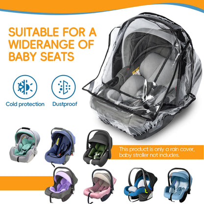 Bemece Universal Car Seat Rain Cover, Baby Car Seat Rain Cover with Side Ventilation and Quick-Access Large Window, Easy Carry for Multi-Brand Car Seats