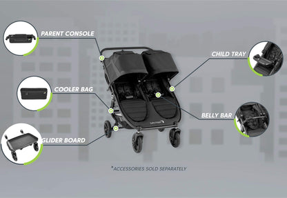 Baby Jogger rain cover for City Mini GT2 Double stroller, protects against rain, snow, and wind for double stroller pushchair.