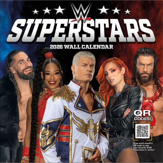 2026 CALENDAR WWE SUPERSTARS MONTH TO VIEW SQUARE WALL CALENDAR OFFICIAL PRODUCT