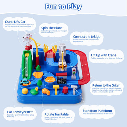 Qivange Kids Car Toy for 3 4 Year Old Boy, Car Adventure Race Track, City Rescue Track Cars w/ 4 Cars for 3 4 5 6 7 8 Boys, Educational Interactive Toy for Child Toddler Birthday Gift 26 x 27 x 20cm