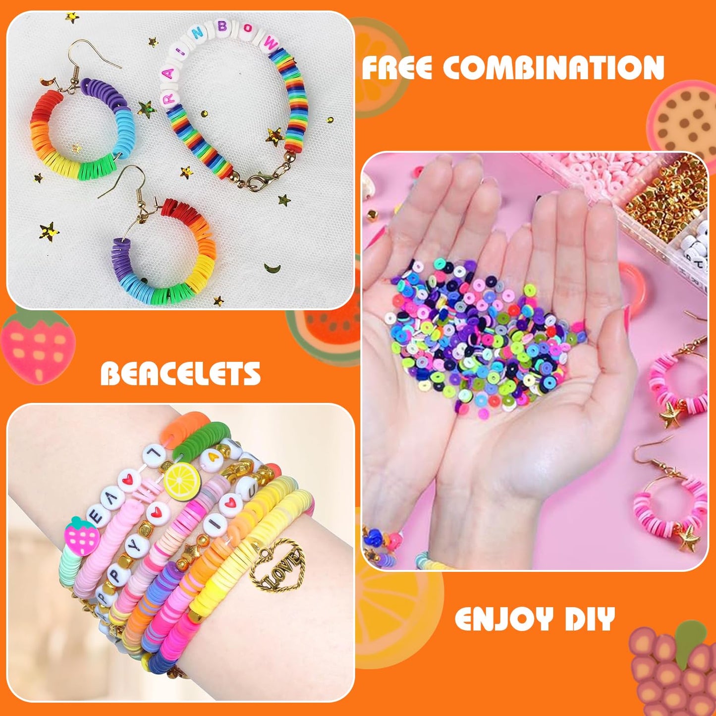 Qcdou 6000 Clay Beads Friendship Bracelet Kit, Jewellery Making Kit, Preppy Flat Heishi Beads for Craft Kits for Adults, for Necklace Earring Jewelry DIY Craft, Gifts for Teen Girls