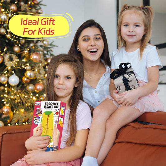 Arts and Crafts for Kids Ages 8-12,Friendship Bracelet Making Kit for Girl,Kids Jewelry Making Kit with 28 Pre-Cut Threads,Christmas Birthday Gifts for Ages 6 7 8 9 10 11 12 Year Old (Green/Rose)