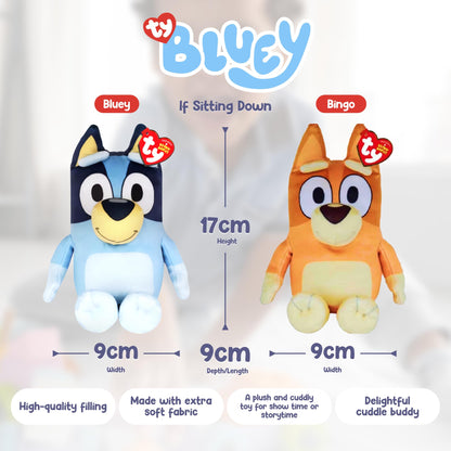 TY Bluey Beanie Babies Set of 2 – Bluey and Bingo 20CM – Soft Plush Toy for Kids, Collectible, Cuddly Plushies, Soft Play Toy for Boys and Girls