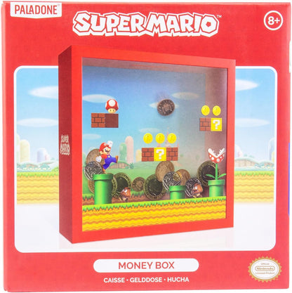 Official Super Mario money box by Paladone, 18cm Nintendo piggy bank featuring Mario Bros design for savings and gifts.