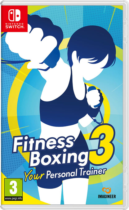 Nintendo Fitness Boxing 3: Your Personal Trainer game cover art featuring a boxing trainer and colorful fitness graphics.
