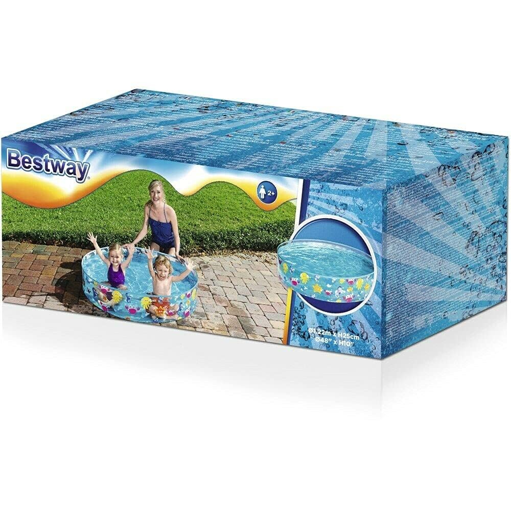 Bestway Sea Creature Paddling Pool Kiddie Swimming Pool, Inflatable Above Ground Pool, Outdoor Garden Pool, Blue, 48 x 10 Inch