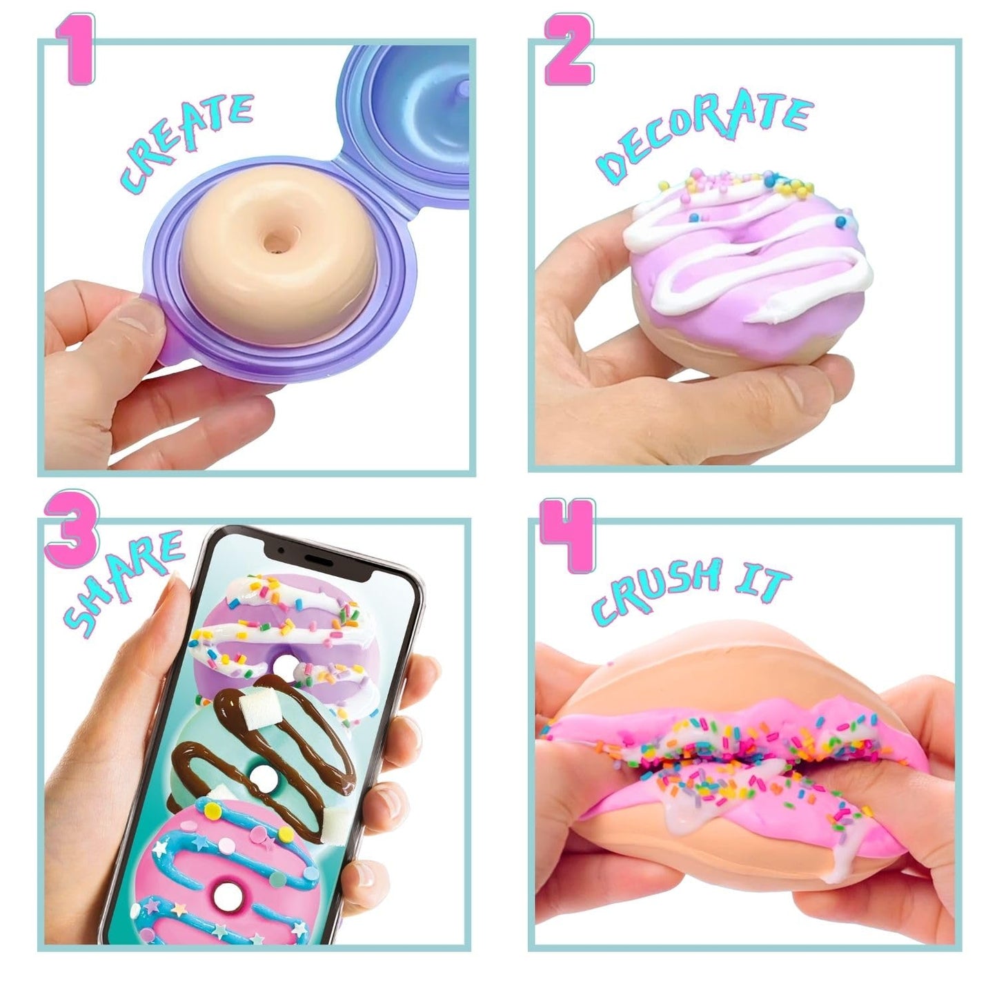 Vibrant red slime donuts from So Slime Sensations Sugary Crush Donuts kit, colorful and fun slime treat-making set for ages 6+