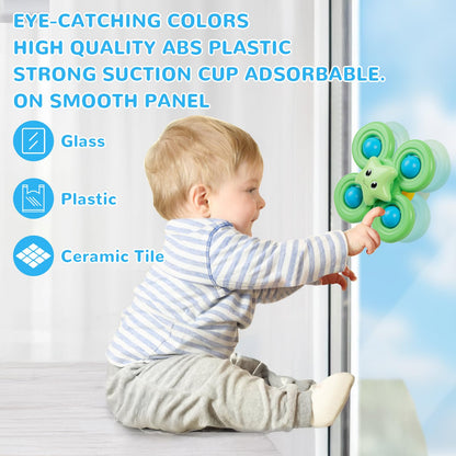 Vicloon Suction Cup Spinner Toys, 3PCS Baby Bath Spinners, Sensory Toys for Babies 18 Months Up (ocean)