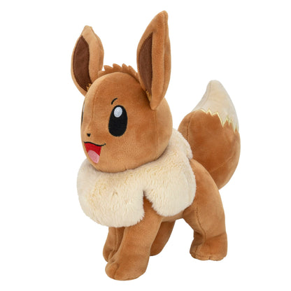 Eevee 8-inch plush toy from Pokémon, featuring authentic details and soft fabric, perfect for kids’ playtime.
