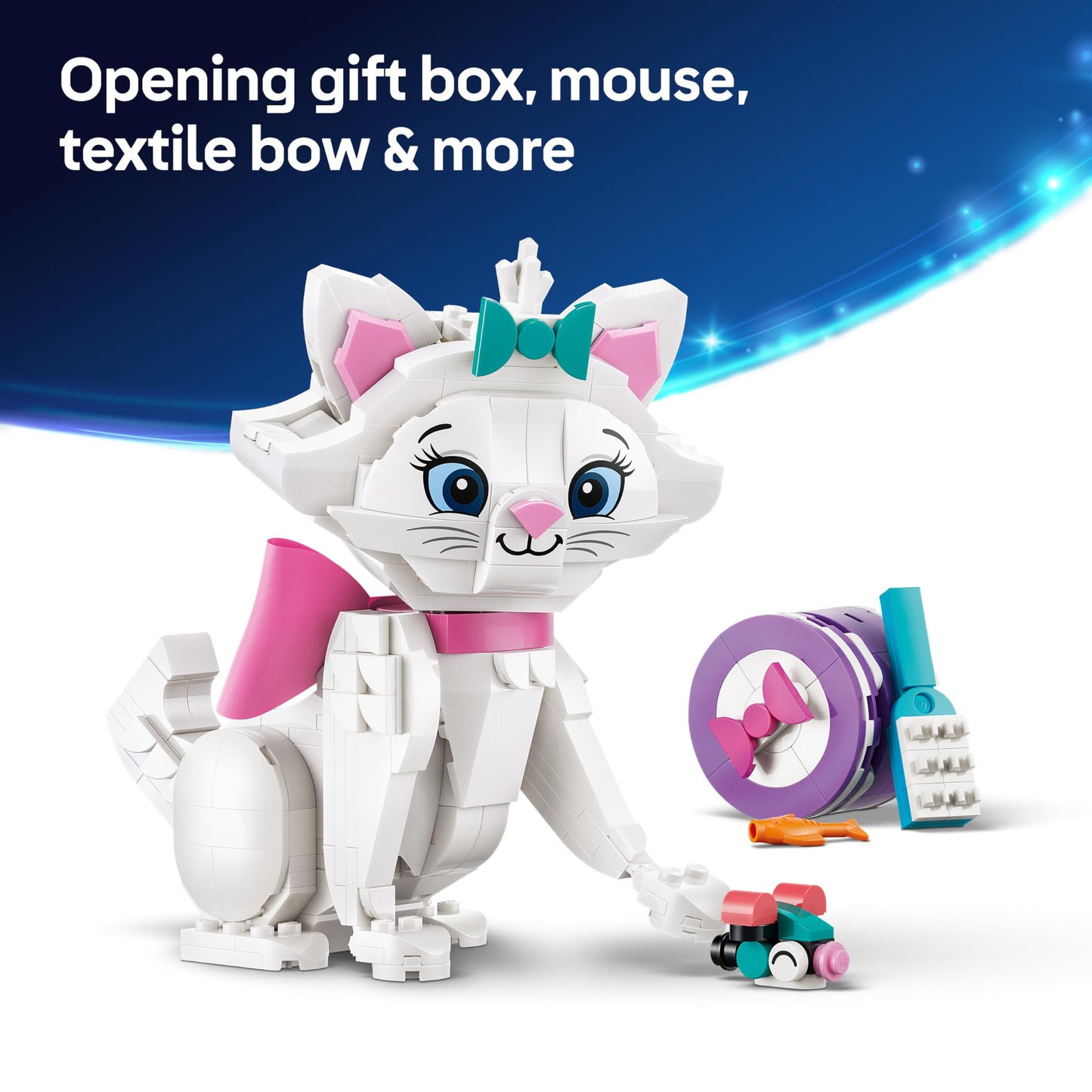 LEGO|Disney The Aristocats Adorable Marie - Toy Cat Animal Figure w/Accessories incl. a Textile Bow - DIY Bedroom Decor - Nostalgic Gift for 7+ Year Old Girls & Fans - 43286
