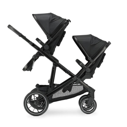 Deryan EVY V2 Pram for 2 Children, Newborn Preschool Toddlers and Toddlers of Preschool Age, Baby Pram Buggy up to 50 kg, Baby Pram, Travel Suitcase, 2-in-1 Complete Set, Black