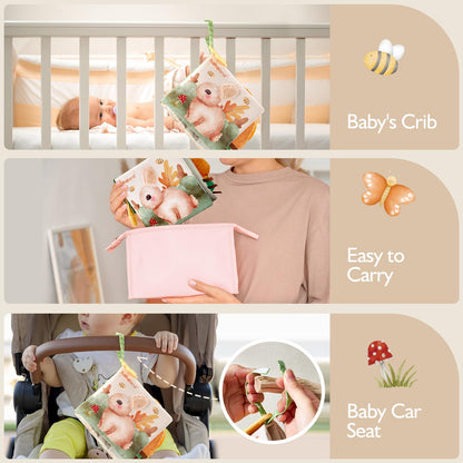 hahaland Baby Toys Baby Books 0-6 Months, Soft Cloth Newborn Sensory Books Toy for Babies, Touch Feel Activity Soft Book Infants Toys for 0 3 6 12 months Boy Girl Shower Gifts