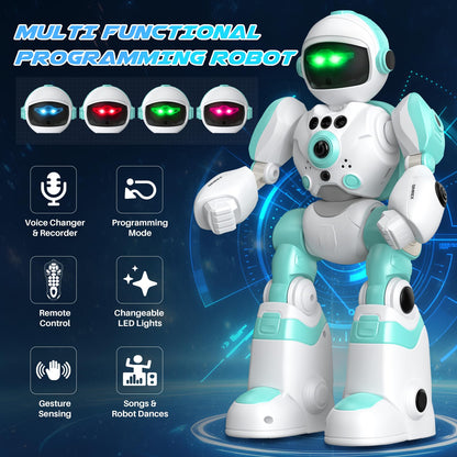SIMREX Kids Robot Toys, Remote Control Robot, Programmable with Recorded Voice Music Dance Gesture Control, Gift for Toddler Boys and Girls