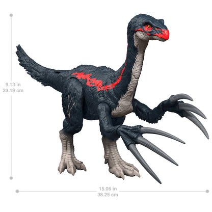 Mattel Jurassic World Chaos Theory Slash N Roar Therizinosaurus Dinosaur Action Figure Toy, Attack Claws & Sound, Digital Play, JCG17