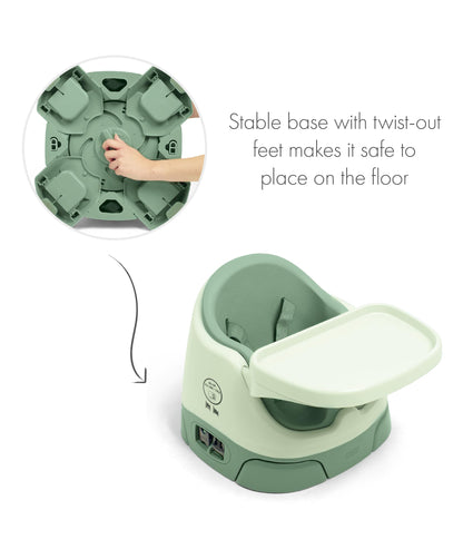 Mamas & Papas Baby Bug Booster Seat For Dining, Detachable Tray, Harness, Adjustable Seat and Non-Slip Feet, Eucalyptus