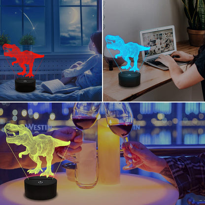 Dinosaur Gifts, Night Light for Kids Dinosaur T-rex 3D Night Light Bedside Lamp with Remote Control 16 Color Changing Xmas Halloween Birthday Gift for Child Baby Boy …