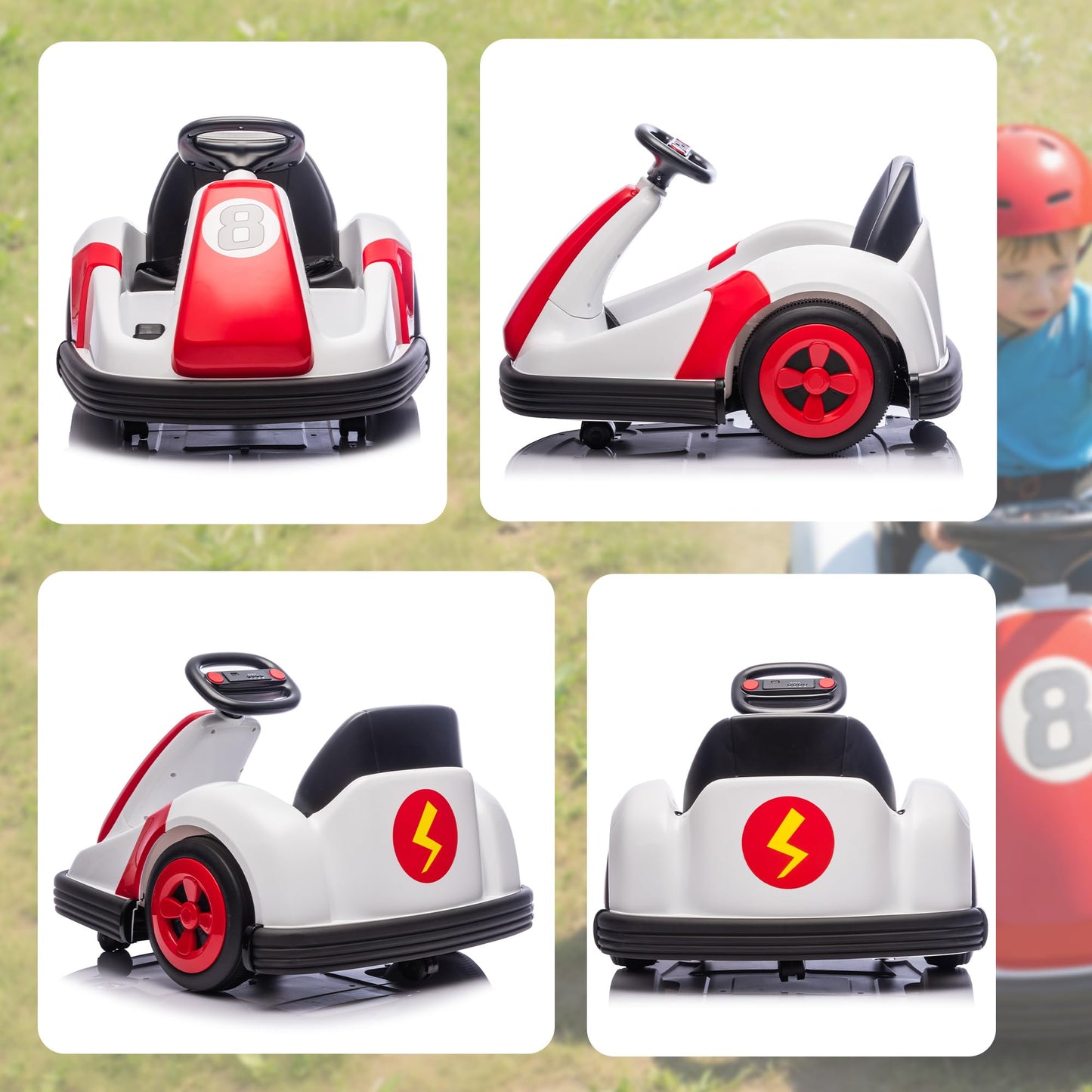 AIYAPLAY Kids Bumper Car, Electric Ride-on, 6V 360-Degree Spin Waltzer Car with Dual Motors, Music and Horn for Kids Ages 3-8 Years, Red