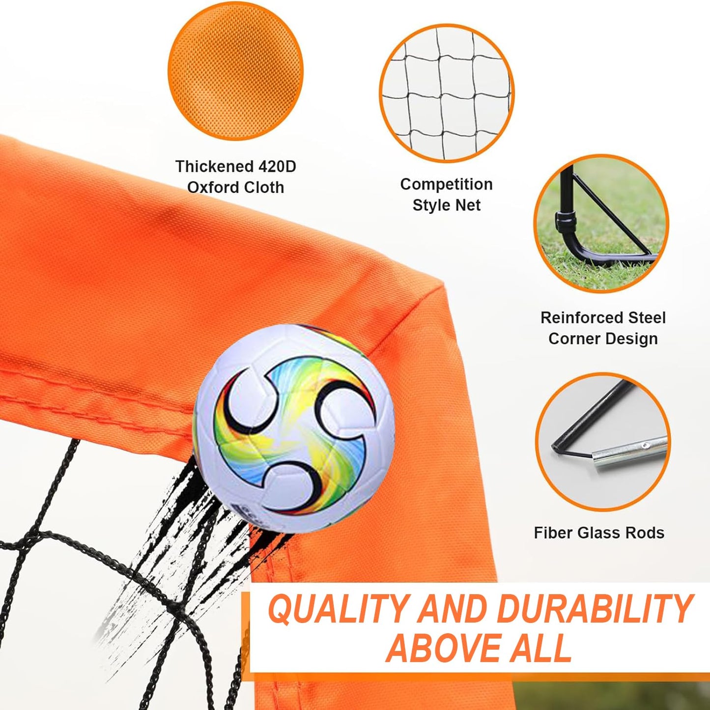 Football Goals for Backyard, Portable Goal, Soccer Practice, Football Training Equipment for Young with Portable & Durable Soccer Goal, Football Training Mat, Cones