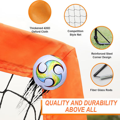 Football Goals for Backyard, Portable Goal, Soccer Practice, Football Training Equipment for Young with Portable & Durable Soccer Goal, Football Training Mat, Cones
