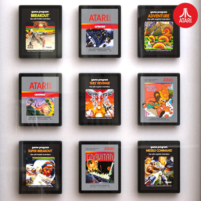 Official Atari 3D Wall Art, Authentic Cartridges Collection for Gaming Setup, Gamer Wallpaper, Gaming-Room Decor and Wall Stickers, Black Frame - ThumbsUp!