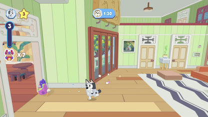 Bluey: The Videogame for Nintendo Switch by Outright Games, featuring Bluey and her friends in colorful gameplay scenes.