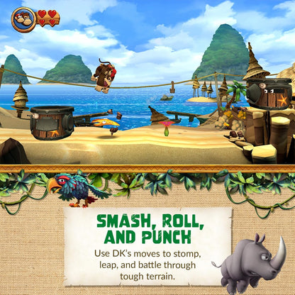 Nintendo Switch game cartridge for Donkey Kong Country Returns HD, featuring colorful jungle and jungle island scene.