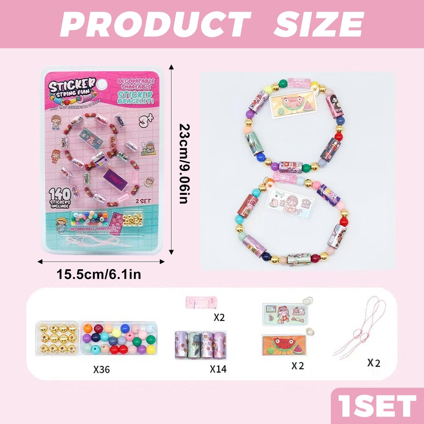 SiumPklay Sticky Rolls Bracelet Maker Kit with 140+ Stickers | Create Unique Sticki Rolls & Friendship Bracelets | Fun Jewelry Making Kits for Girls Ages 6-12 Christmas Gifts